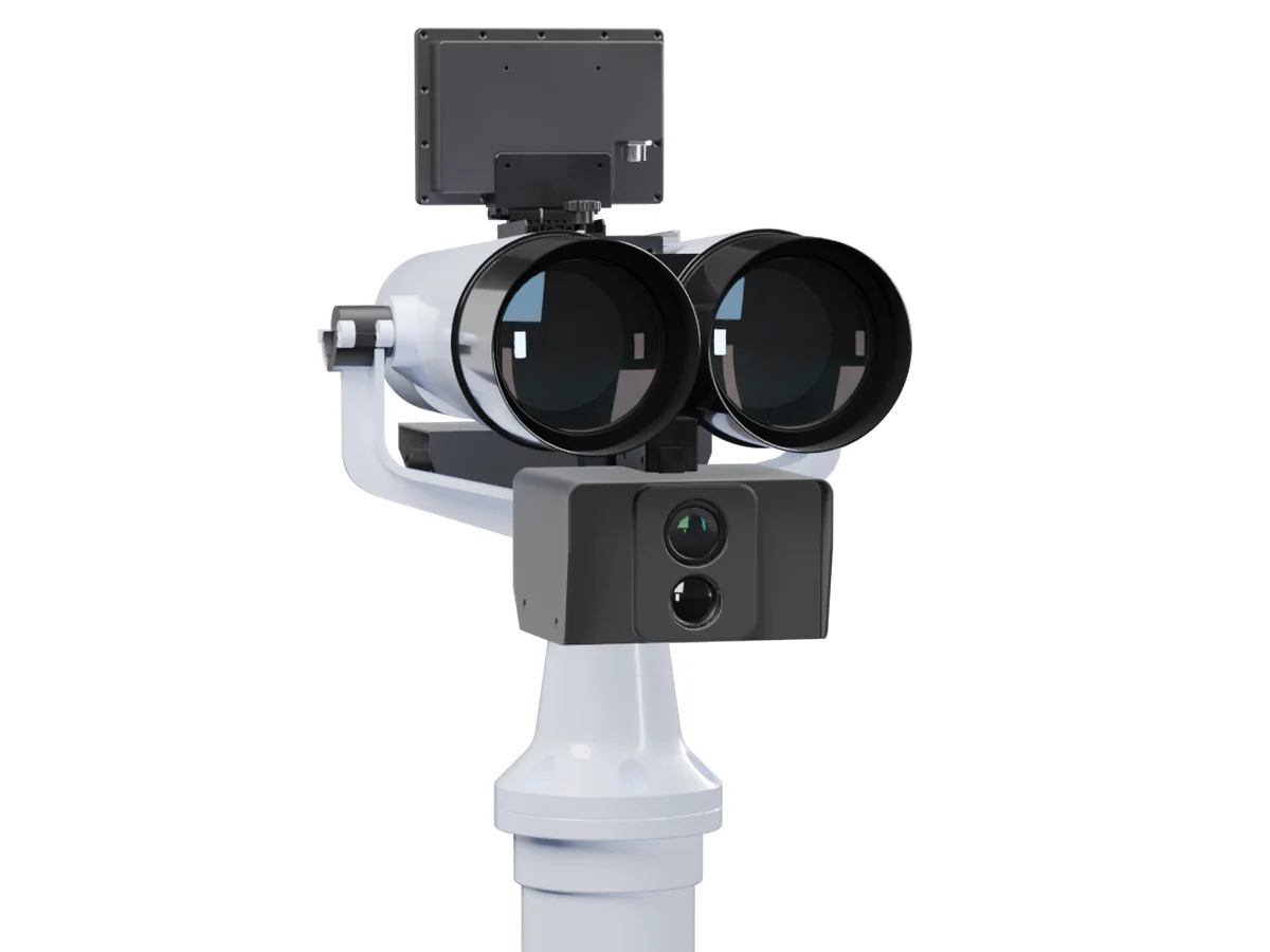 BS-K7D front view: top display, 20×120 objective lenses, EO and thermal sensor box below